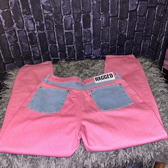 The RAGGED Priest Jeans Pink/Rose Color-block StraightLeg Denim FREE PEOPLE Sz30 - Picture 6 of 16